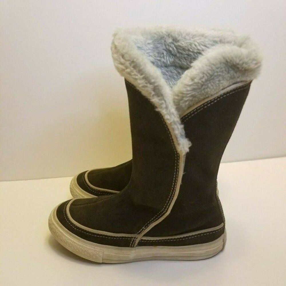 Converse Juniors Size 1 Black Grey Tay Beverly All Star Suede Boots 632487C